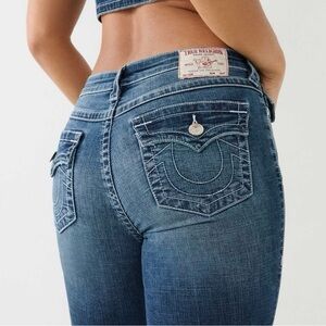 True Religion Stretch Women's Billie Mid Rise Straight Leg 32 Tall Fit 14 16